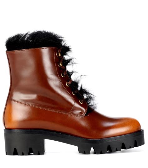 shearling lined prada boots|Prada ankle boots women.